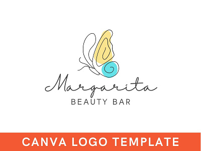 Premade Feminine Butterfly Canva Logo Template animal logo beauty logo brand identity branding butterfly butterfly logo canva design feminine logo hand drawn illustration logo logo design modern logo template