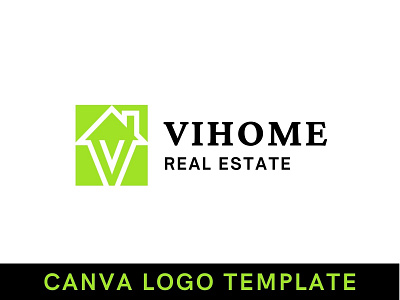 Premade Minimalist Real Estate V Letter Logo Template brand identity branding canva design home logo house logo illustration letter logo lettermark logo logo design logomark modern logo monogram real estate real estate logo template