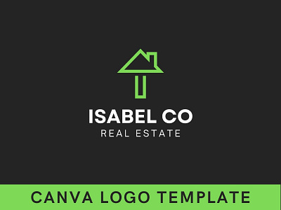 Premade Minimalist Real Estate I Letter Canva Logo Template brand identity branding canva design home logo house logo i letter logo letter mark logo logo design modern logo real estate logo template