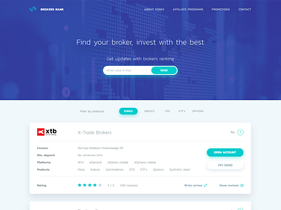 Brokers Ranking Website bank brokers comparison ranking ui ux web webdesign website