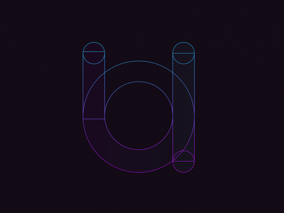 "U" Logo Geometry branding gradient logo modern neon retro u