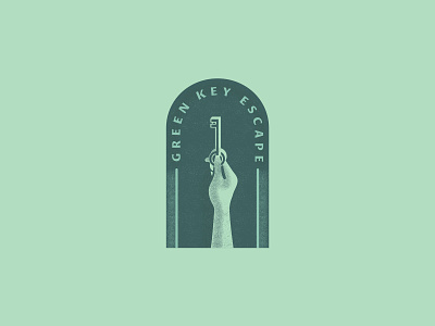 Green Key Escape Logo - final design branding drawing escape room hand concept illustration logo simple texture vintage