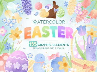 Easter Watercolor Graphics Collection clipart design graphic design graphics illustration