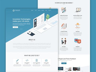 Web design for Innovision Technologies clean corporate first shot first shot flat homepage it company landing page responsive ui ux web design website