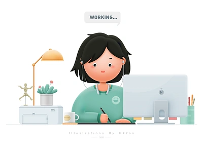 Work time app branding design flat icon ps typography ui 插图 类型