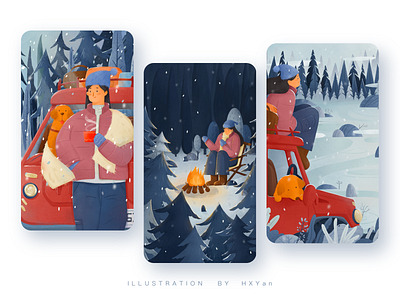 Winter travel app design illustration ios ps ui vector web 插图 设计