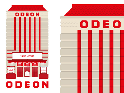 Odeon Portsmouth cinema illustration odeon vintage
