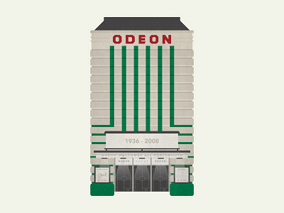 ODEON Illustrated building cinema illustration odeon portsmouth southsea theatre vintage