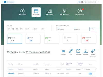 Envoice - Invoice Filtering Options