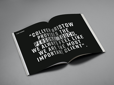 Brochure double page spread brand brand design branding brochure brochure design design editorial identity law law firm marketing quote testimonial typographic typography