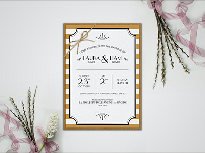 Wedding invite 1920s design gold invitation invite marriage typographic typography wedding wedding invite