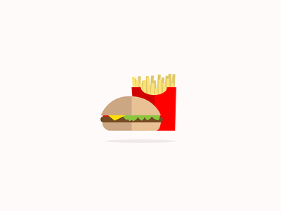 Simple flat illustrations - burger and fries burger creative design fastfood flatdesign fries illustration simple