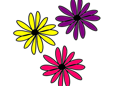 Hippie Bus Daisies daisy flower graphic design illustration illustration clip art logo pink flower purple flower yellow flower