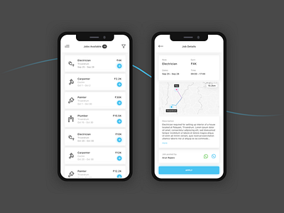 Local Jobs - App Concept app detail page detail view interaction design ios job listing list page list view local jobs maps minimal ui ui ux