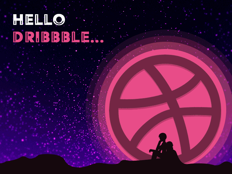 Hello Dribbble - Anuj Kumar debut shot galaxy hello dribbbler particles night star thinking