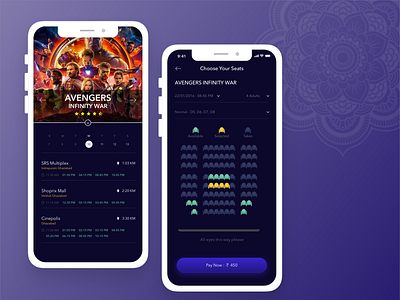 Movie Tickets Booking app application entertainment ios iphone x movie movie booking movie tickets ticket booking ui ui ux ui ux design