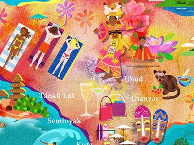 Detail of Bali Map asia bali cartography colorful illustration indonesia map map of indonesia travel travel map
