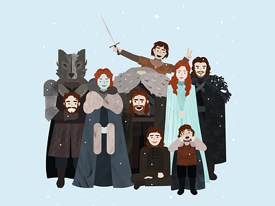 The Starks a song of ice and fire arya bran game of thrones jon snow ned rickard robb sansa stark starks winterfell