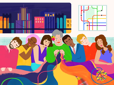 Zzz Train commuters commuting grandmother knitting mta new york new york city nyc public transportation subway