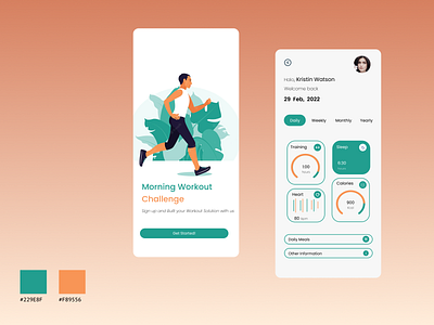 Morning Workout Challenge || UI design design illustration mobileapp ui