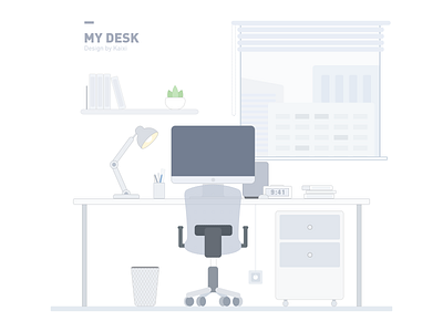 My Desk clean desk gray illustration illustrator indoors mac table