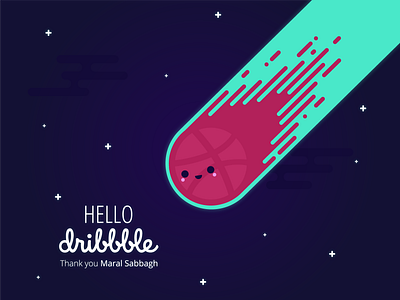 Hello Dribbble comet debut firstshot hello illustration space vector