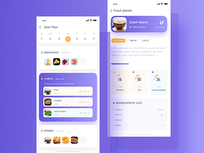 Diet Plan app design ui ux