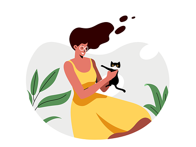 girl and cat cat design girl illustration
