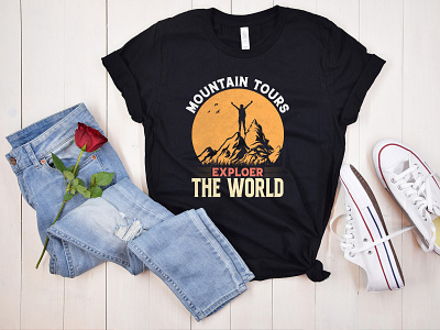 Mountain Tours Exploer The World Typography T-Shirt Design II