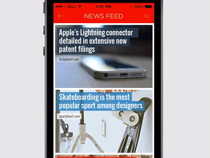 Article animation app design flat gif interaction ios7 iphone news ui ux