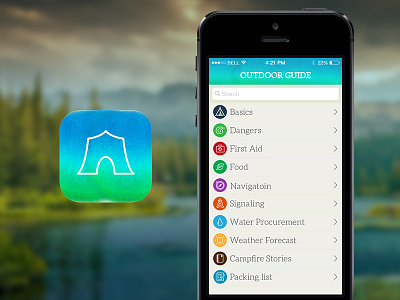 Outdoor App app icon iphone list outdoor ui ux