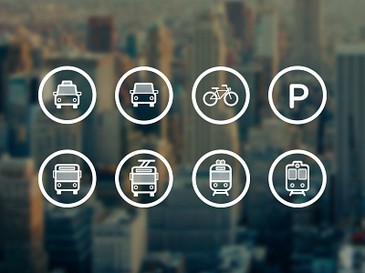 Transit Icons bike bold bus flat icons line parking taxi train transit trolley ui