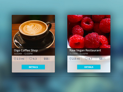 Restaurant Popup card coffee flat interface pop up restaurant shop simple ui web