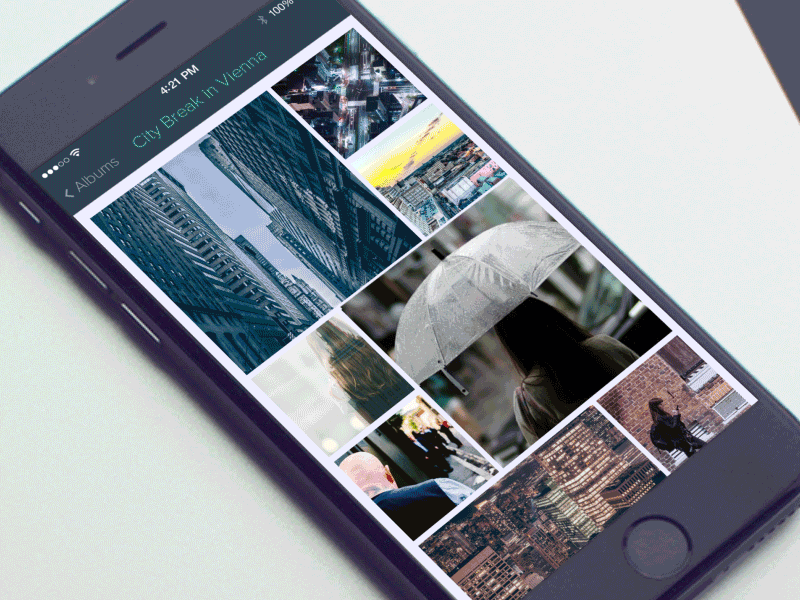 Album - animation and interaction album interaction ios iphone photo app ui ux