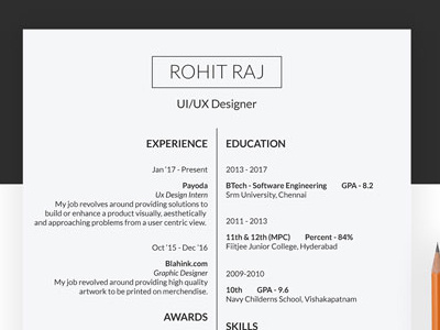 Resume Cover clean design resume ui ux