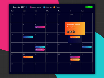 Calendar UI calendar gradient interface