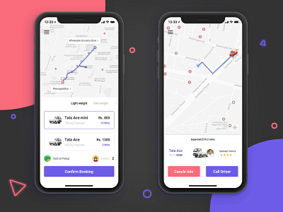 Truck Rental App booking design geo iphone iphonex location map notification travel ui ux