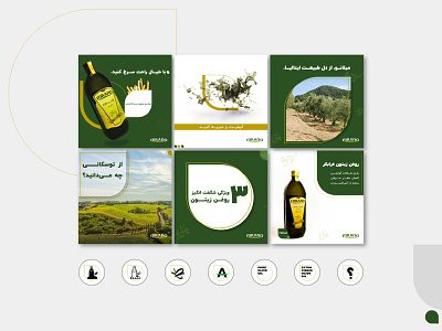 Social media kit design. branding design gold green illustration illustrator instagram iran italy kit kitdesign milan milano olive olive oil