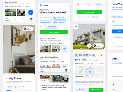 OLA Ui Kit - Real Estate Templates 360 view airbnb android ios kit ui modules properties property real estate rental renting ui