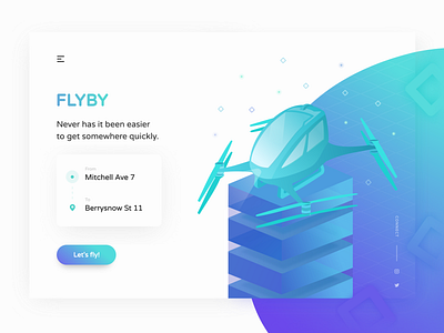 FlyBy | Landing Page drone home isometric page site taxi ui ux web design