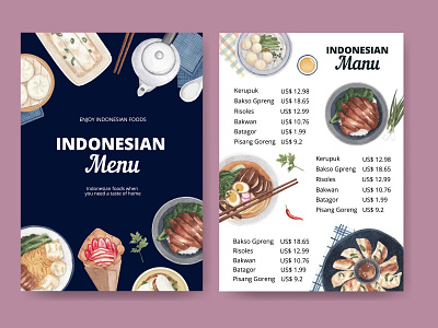 Minimal menu card design