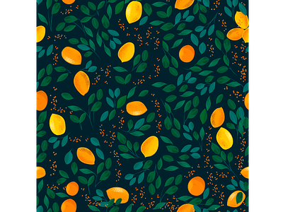 lemon tree apparel art fabric fruits graphic leaves lemon pattern print surface textile vector