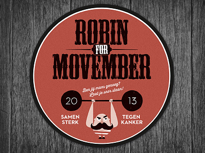Robin For Movember 1920s barber good cause handmade logo moustache movember pen robin strongman typography weight lifter
