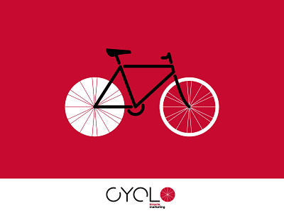 CYCLO bicycle bike cyclo logo marketing pantone 186 rounded spokes type wheel