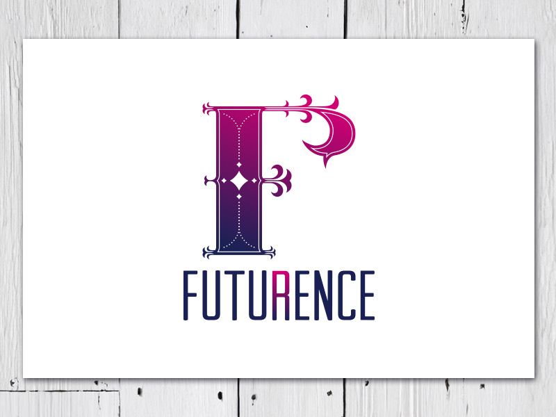 Futurence logo gradient futurence consulting future reference initial classic modern futuristic condensed typography drop cap