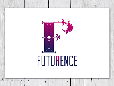 Futurence logo classic condensed consulting drop cap future futurence futuristic gradient initial modern reference typography
