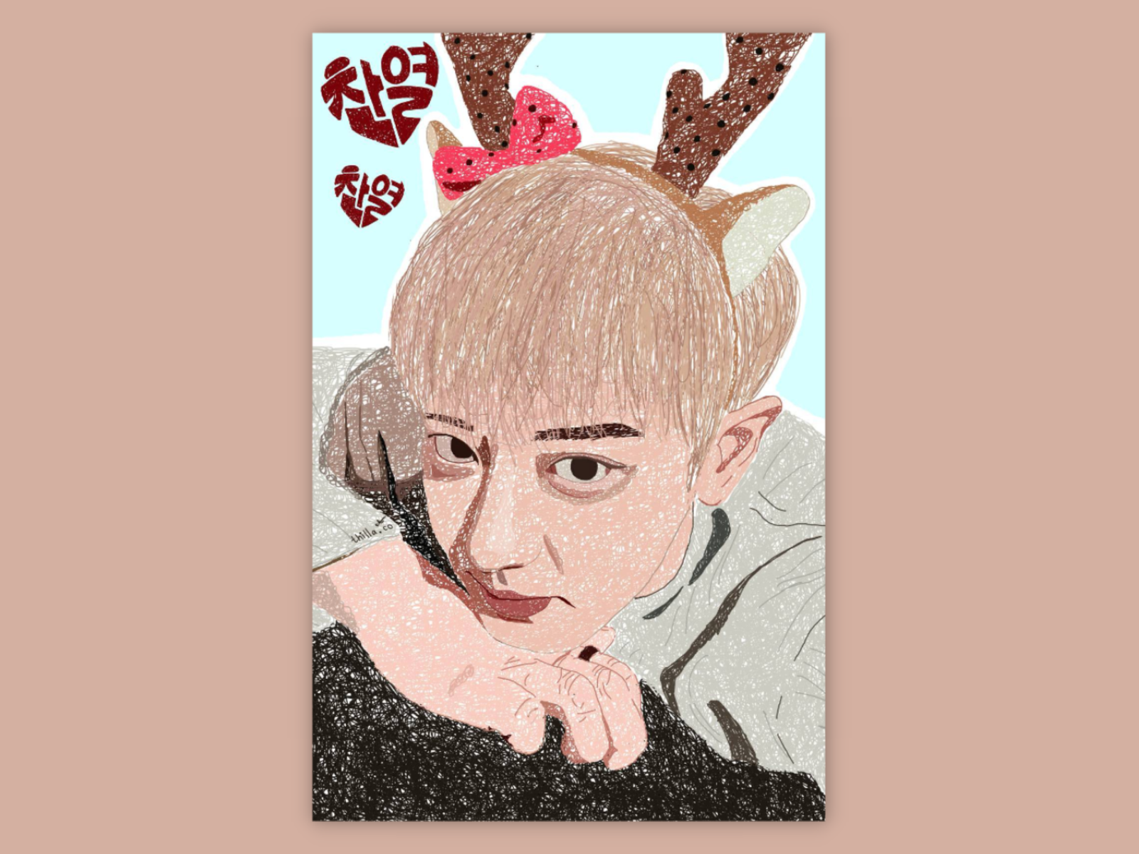 Park Chanyeol w. Stuffed Animal Sketch — Weasyl
