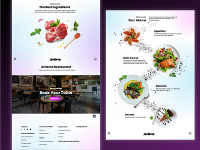 Ambros Website Landing Page - Light Theme branding design graphic design illustration logo restaurant typography ui ux vector webdesign website