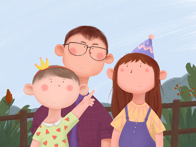 Cute family behance clothes crown dribbbe family grass hat holiday illustration lovely page sky travel ui ux watermelon