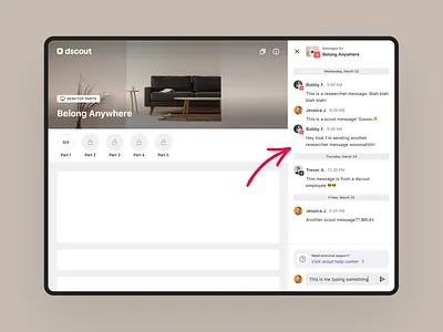 Messaging Sidebar android chat chatting deliver dscout experience ios log message messaging mobile new research researcher scout send sidebar typing web web app